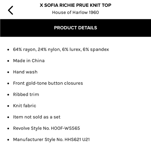 NWT × Sofia Richie Prue Knit Top | House of Harlow 1960 - Picture 6 of 7